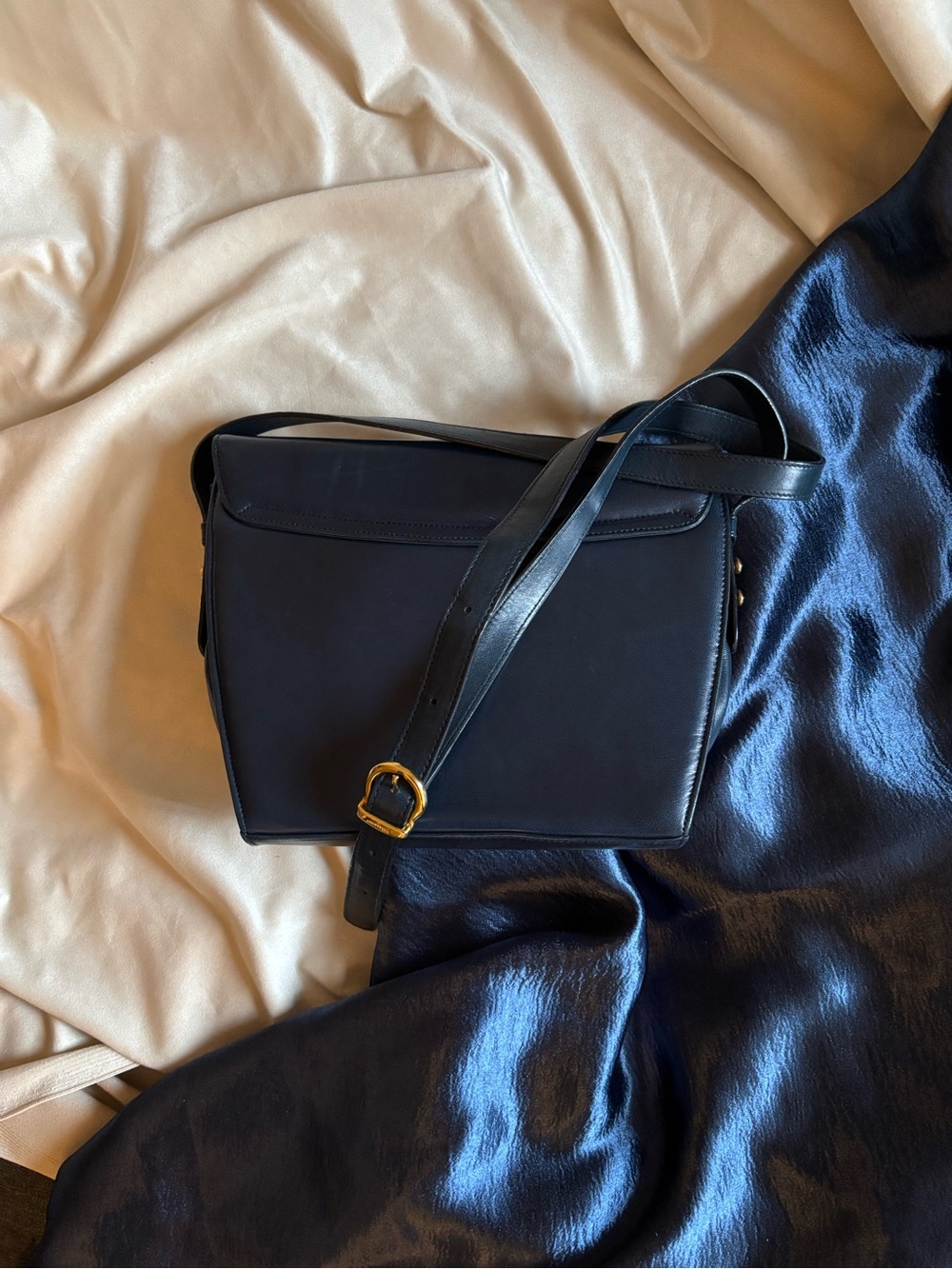 Salvatore Ferragamo Black Leather Crossbody with Gold Buttons - Picture 2 of 6